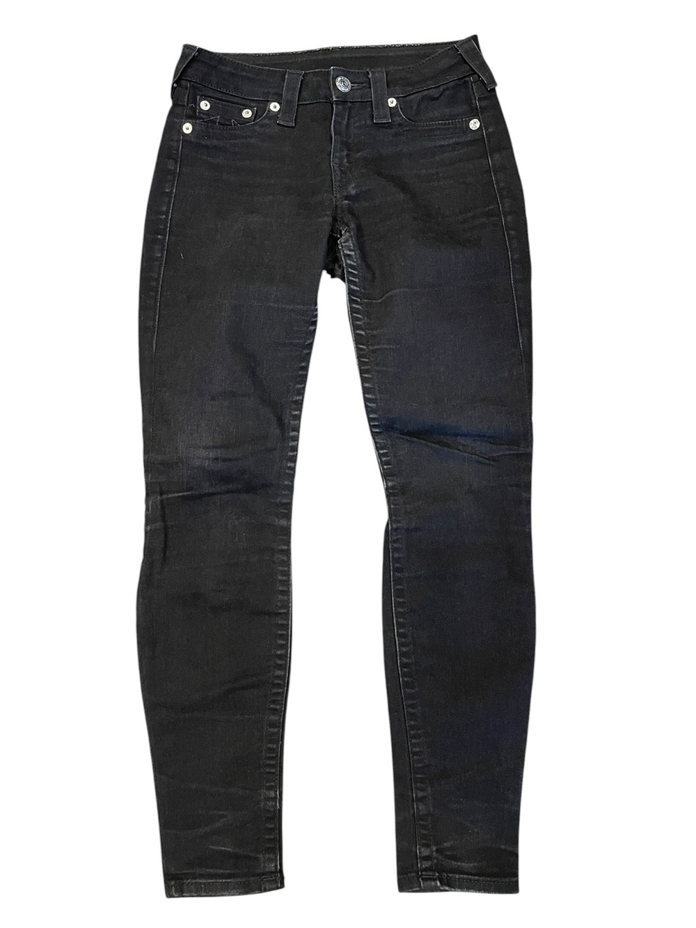 True Religion Size 27 Black Basic Legging Low Rise Skinny Jeans Stretch - Picture 2 of 14